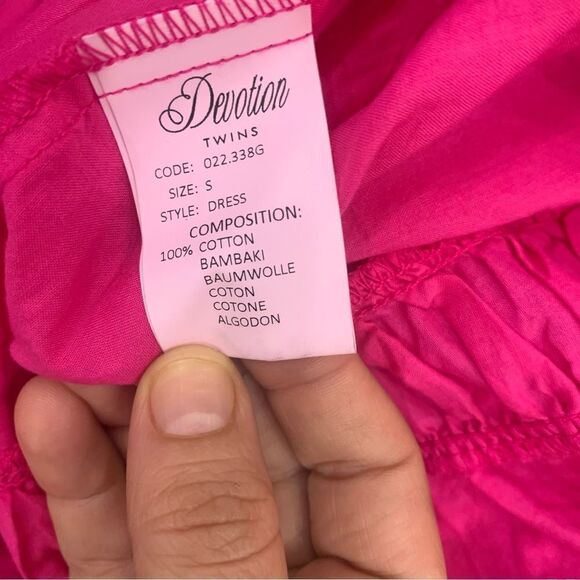 Devotion Twins Dress Sz Small Pink flare 3/4 Sleeve Boho V-Neck Oversized midi - Picture 8 of 11
